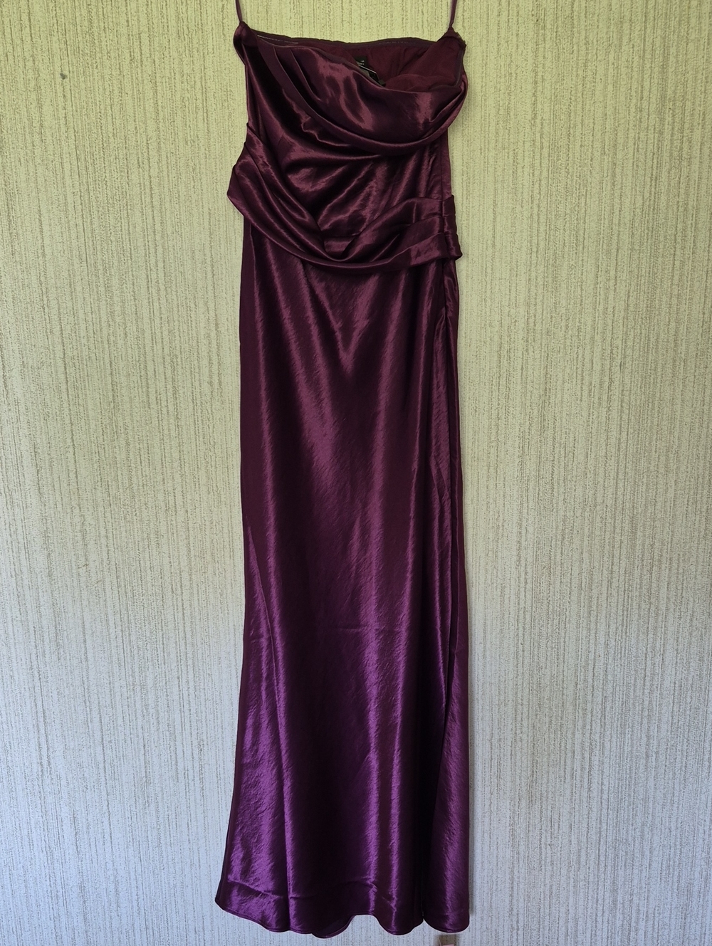 NWT Pretty Little Thing Size US 0 Purple Maxi Dress Formal Gown Strapless Prom